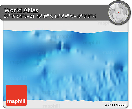 Physical 3D Map of the Area around 25° 2' 21" S, 13° 31' 30" W