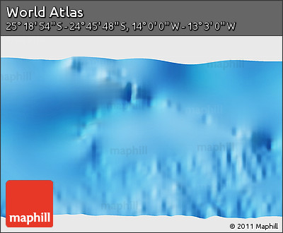 Physical 3D Map of the Area around 25° 2' 21" S, 13° 31' 30" W