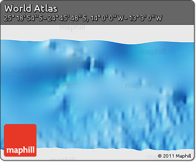 Physical 3D Map of the Area around 25° 2' 21" S, 13° 31' 30" W