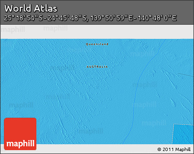 Political 3D Map of the Area around 25° 2' 21" S, 140° 19' 29" E