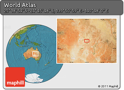 Satellite Location Map of the Area around 25° 2' 21" S, 140° 19' 29" E