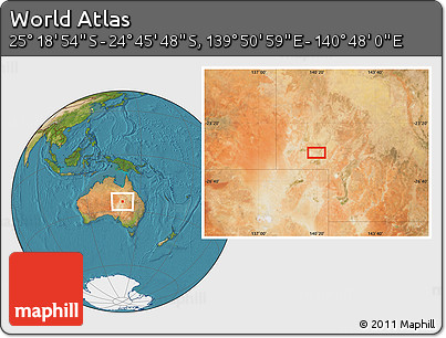 Satellite Location Map of the Area around 25° 2' 21" S, 140° 19' 29" E