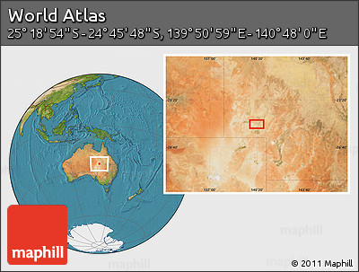 Satellite Location Map of the Area around 25° 2' 21" S, 140° 19' 29" E
