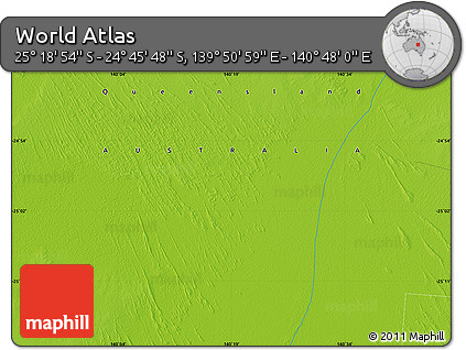 Physical Map of the Area around 25° 2' 21" S, 140° 19' 29" E