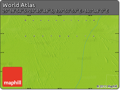 Physical Map of the Area around 25° 2' 21" S, 140° 19' 29" E