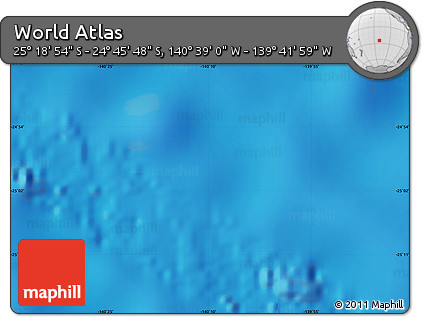 Physical Map of the Area around 25° 2' 21" S, 140° 10' 30" W