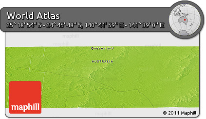 Physical Panoramic Map of the Area around 25° 2' 21" S, 141° 10' 30" E