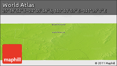 Physical Panoramic Map of the Area around 25° 2' 21" S, 141° 10' 30" E
