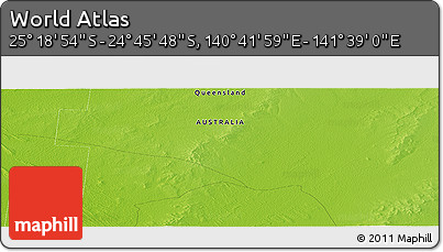 Physical Panoramic Map of the Area around 25° 2' 21" S, 141° 10' 30" E