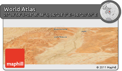 Satellite Panoramic Map of the Area around 25° 2' 21" S, 142° 52' 30" E