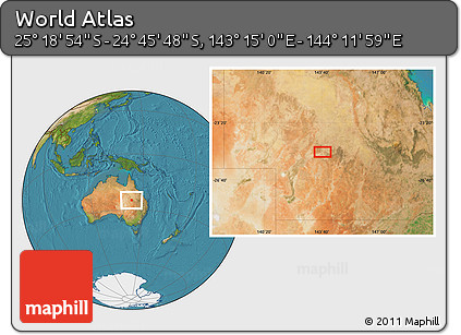 Satellite Location Map of the Area around 25° 2' 21" S, 143° 43' 29" E