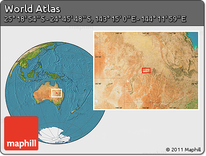 Satellite Location Map of the Area around 25° 2' 21" S, 143° 43' 29" E