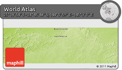 Physical Panoramic Map of the Area around 25° 2' 21" S, 144° 34' 29" E
