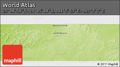 Physical Panoramic Map of the Area around 25° 2' 21" S, 144° 34' 29" E