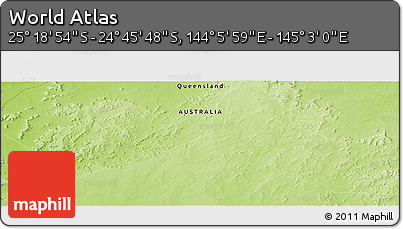 Physical Panoramic Map of the Area around 25° 2' 21" S, 144° 34' 29" E