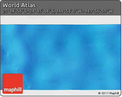 Physical 3D Map of the Area around 25° 2' 21" S, 144° 25' 30" W