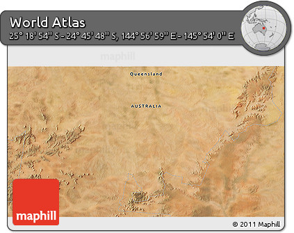 Satellite 3D Map of the Area around 25° 2' 21" S, 145° 25' 30" E