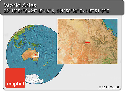 Satellite Location Map of the Area around 25° 2' 21" S, 145° 25' 30" E