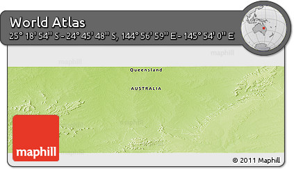 Physical Panoramic Map of the Area around 25° 2' 21" S, 145° 25' 30" E