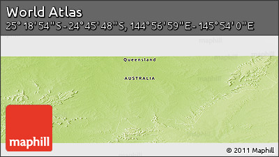 Physical Panoramic Map of the Area around 25° 2' 21" S, 145° 25' 30" E