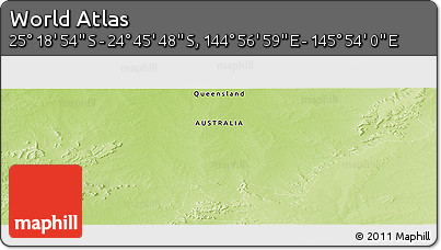 Physical Panoramic Map of the Area around 25° 2' 21" S, 145° 25' 30" E