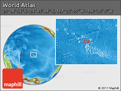 Physical Location Map of the Area around 25° 2' 21" S, 146° 58' 29" W