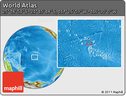 Physical Location Map of the Area around 25° 2' 21" S, 146° 58' 29" W