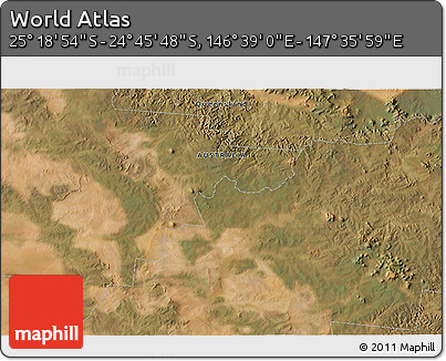 Satellite 3D Map of the Area around 25° 2' 21" S, 147° 7' 30" E
