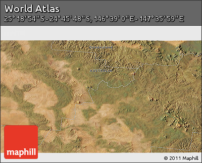 Satellite 3D Map of the Area around 25° 2' 21" S, 147° 7' 30" E