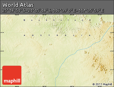 Physical Map of the Area around 25° 2' 21" S, 147° 7' 30" E