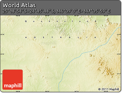 Physical Map of the Area around 25° 2' 21" S, 147° 7' 30" E
