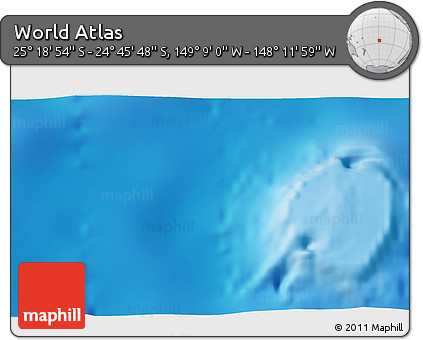 Physical 3D Map of the Area around 25° 2' 21" S, 148° 40' 30" W