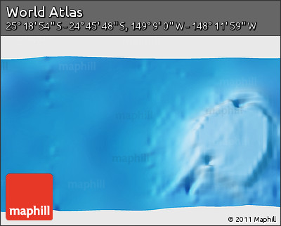 Physical 3D Map of the Area around 25° 2' 21" S, 148° 40' 30" W