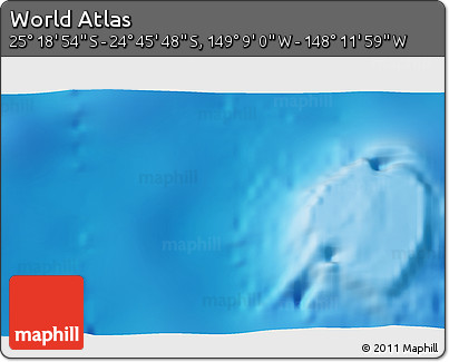 Physical 3D Map of the Area around 25° 2' 21" S, 148° 40' 30" W