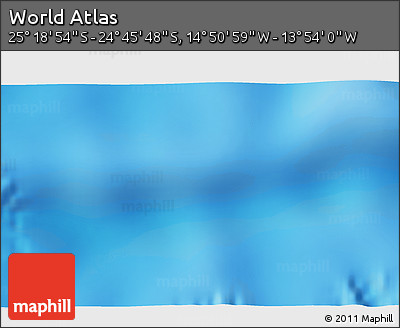 Physical 3D Map of the Area around 25° 2' 21" S, 14° 22' 30" W