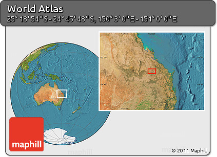 Satellite Location Map of the Area around 25° 2' 21" S, 150° 31' 30" E