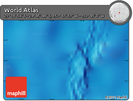 Physical Map of the Area around 25° 2' 21" S, 151° 13' 29" W
