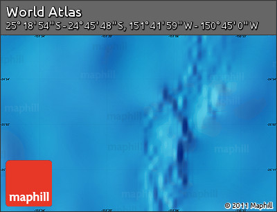 Physical Map of the Area around 25° 2' 21" S, 151° 13' 29" W