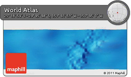 Shaded Relief Panoramic Map of the Area around 25° 2' 21" S, 151° 13' 29" W
