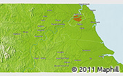 Physical 3D Map of the area around 25° 2' 21" S, 152° 13' 29" E