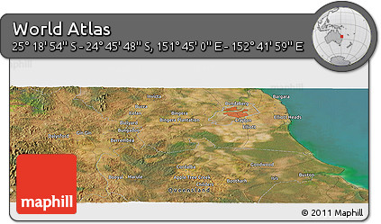 Satellite Panoramic Map of the Area around 25° 2' 21" S, 152° 13' 29" E