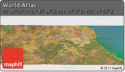 Satellite Panoramic Map of the Area around 25° 2' 21" S, 152° 13' 29" E