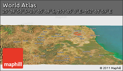 Satellite Panoramic Map of the Area around 25° 2' 21" S, 152° 13' 29" E