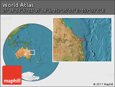 Satellite Location Map of the Area around 25° 2' 21" S, 153° 4' 29" E