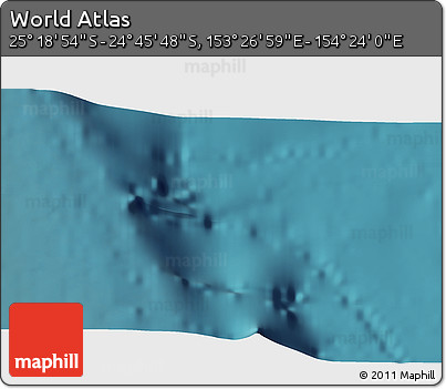 Satellite 3D Map of the Area around 25° 2' 21" S, 153° 55' 30" E