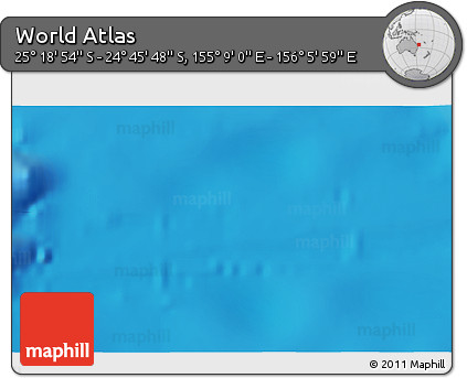 Shaded Relief 3D Map of the Area around 25° 2' 21" S, 155° 37' 30" E