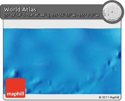 Physical 3D Map of the Area around 25° 2' 21" S, 155° 28' 29" W