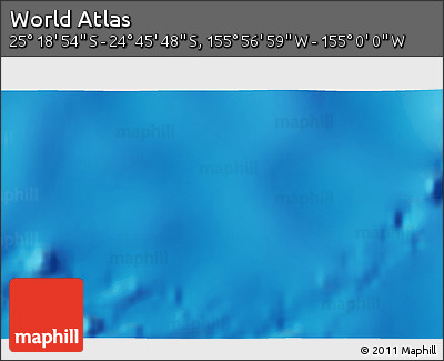 Physical 3D Map of the Area around 25° 2' 21" S, 155° 28' 29" W