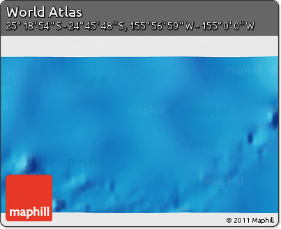Physical 3D Map of the Area around 25° 2' 21" S, 155° 28' 29" W