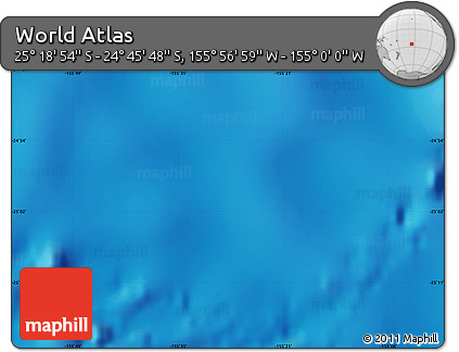 Physical Map of the Area around 25° 2' 21" S, 155° 28' 29" W
